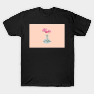 October Cosmos in blue glass vase T-Shirt